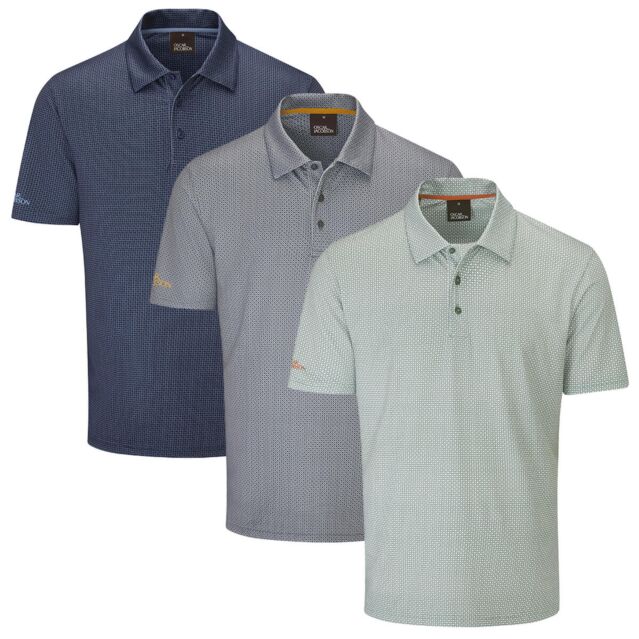 Oscar Jacobson Mens Mansfield Geometric Print UPF 50+ Golf Polo Shirt
