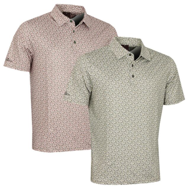 Oscar Jacobson Mens Northcote Print Stretch UPF 50+ Golf Polo Shirt