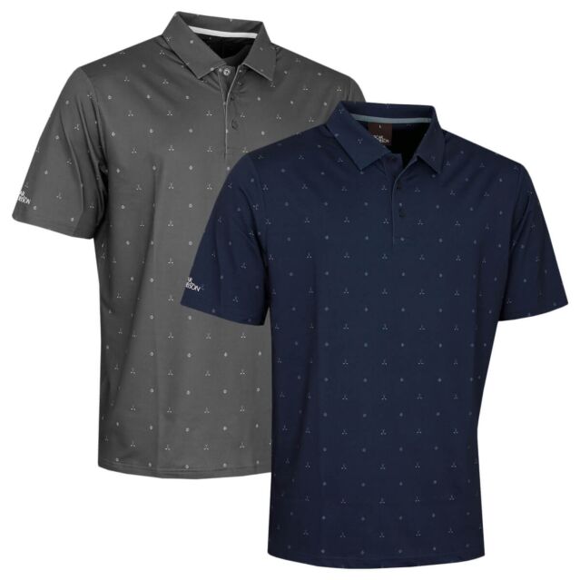 Oscar Jacobson Mens Burrows Modern Golf Club Print UPF 50+ Polo Shirt