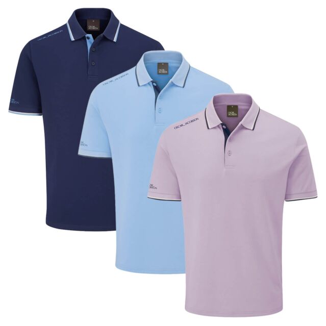Oscar Jacobson Mens Mallory Moisture Wicking UPF 50 Golf Polo Shirt