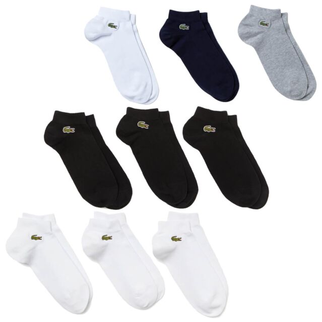 Lacoste Unisex Sport Low-Cut Ribbed Stretch Cotton Jersey 3 Pack Socks