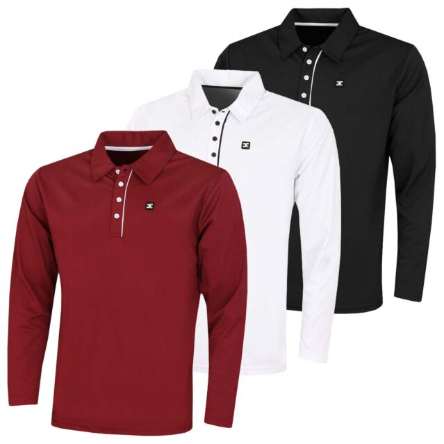 Stuburt Mens Urban Long Sleeve Wicking Breathable Golf Polo Shirt