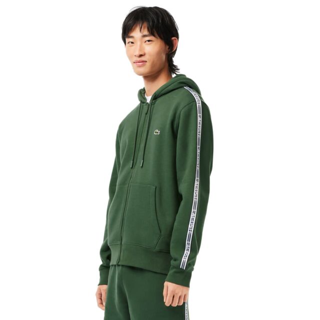 Lacoste Mens SH5065 Brushed Fleece Jersey Lined Hood Zip Hoody