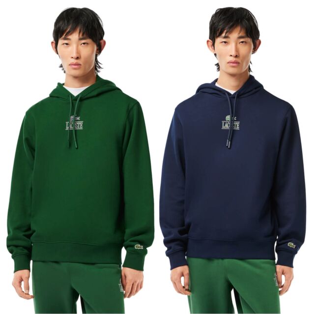 Lacoste Mens SH5643 Adjustable Hood Ribbed Cotton Hoody