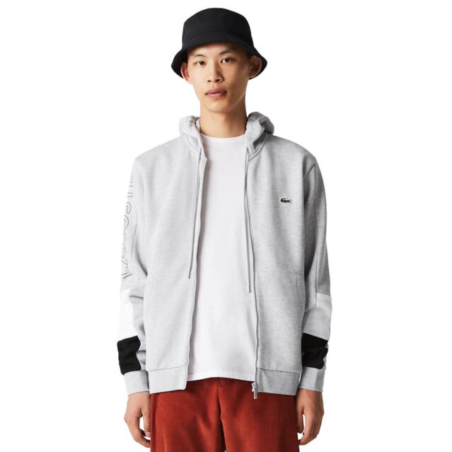 Lacoste Mens SH6885 Brushed Fleece Full Zip Classic Fit Hoody