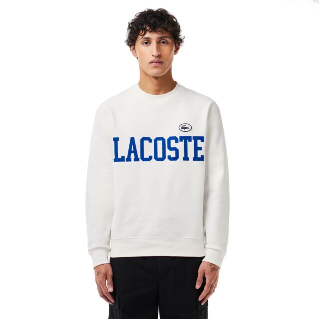 Lacoste Mens Crocodile Logo Crew Neck Cotton Fabric Classic Sweater