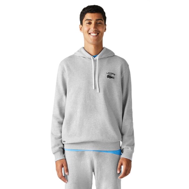 Lacoste Mens SH9660 Embossed Drawcord Classic French Terry Cotton Hoody