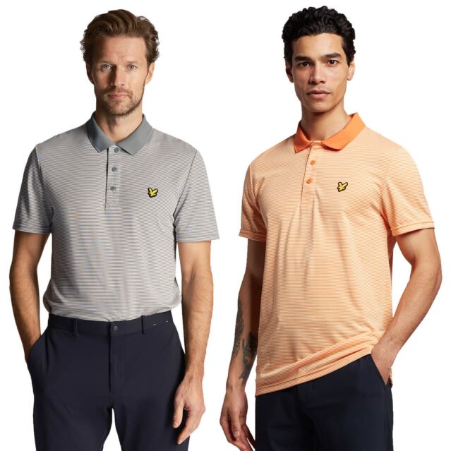 Lyle & Scott Mens Light Microstripe Eagle Logo Golf Polo Shirt