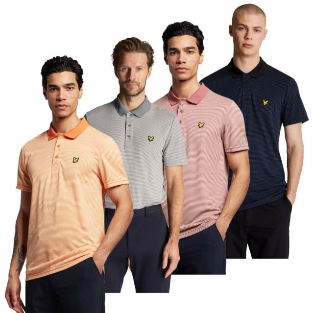 Lyle & Scott Mens Light Microstripe Eagle Logo Golf Polo Shirt