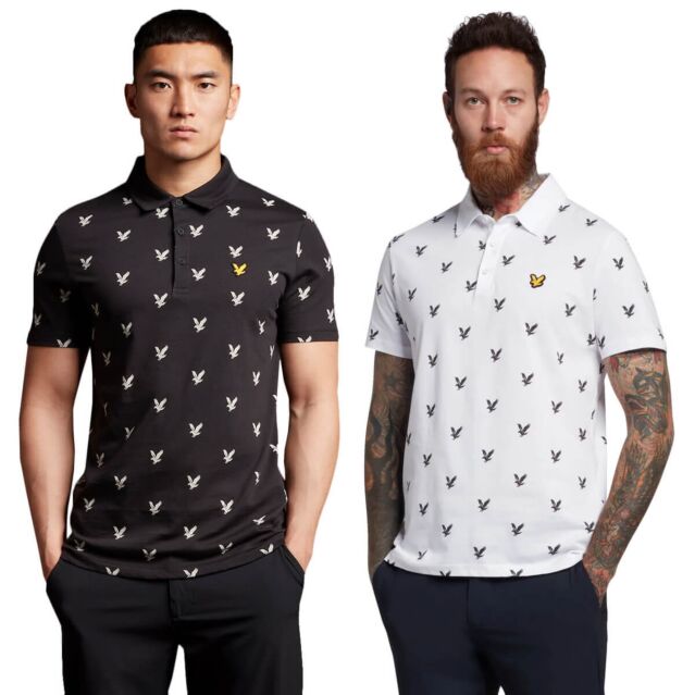 Lyle & Scott Mens Eagle Print Cotton Regular Fit Golf Polo Shirt