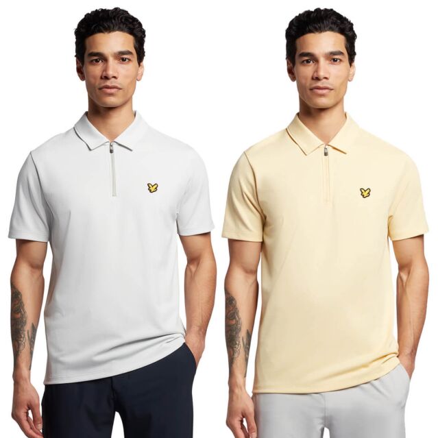 Lyle & Scott Mens Chevron Zip Neckline Eagle Logo Regular Fit Polo Shirt