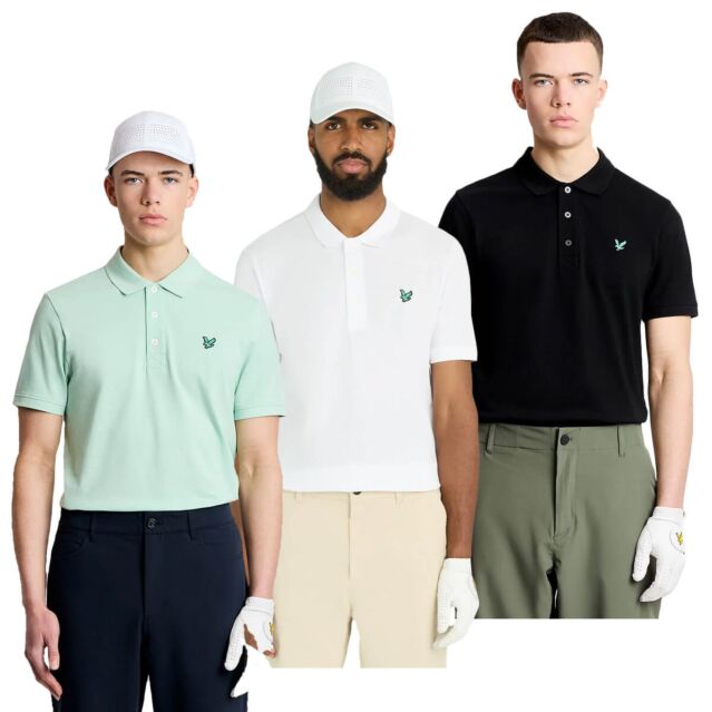 Lyle & Scott Mens Green Eagle Breathable Cotton Golf Polo Shirt