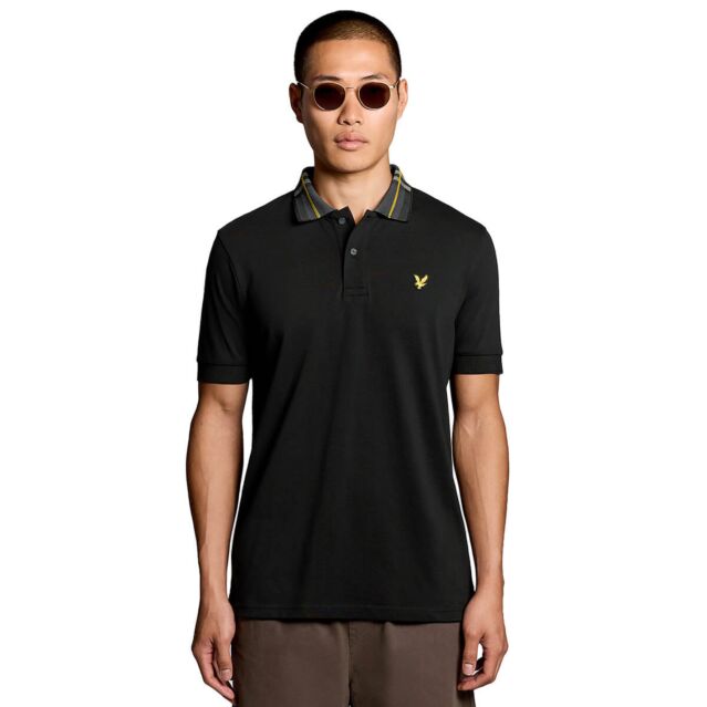 Lyle & Scott Mens Tartan Collar Classic Regular Fit Golf Polo Shirt