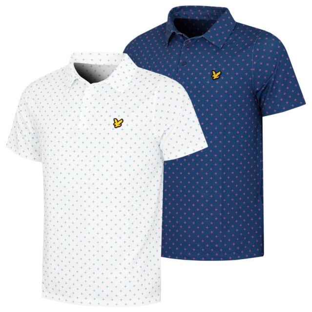 Lyle & Scott Mens Cross Print Stretch Breathable Golf Polo Shirt