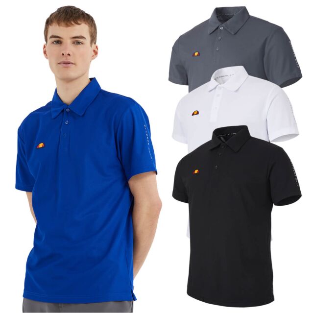 Ellesse Mens Bertola Anti-Odour Moisture Wicking 3 Button Golf Polo Shirt