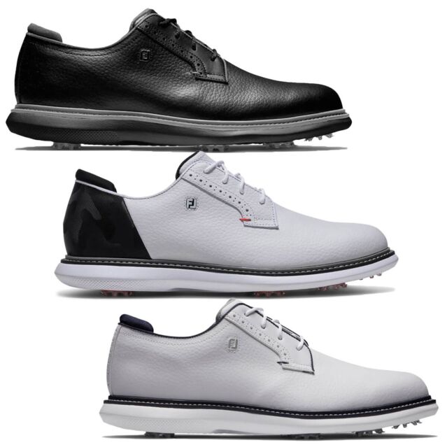 Footjoy Mens 2026 Traditions Blucher Pulsar Spikes Leather Waterproof Golf Shoes