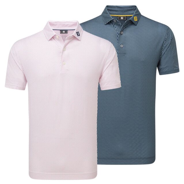 Footjoy Mens Wiggle Print Lisle ProDry Moisture Wicking Golf Polo Shirt