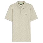 Hugo Boss Mens Cotton Pique Sporty All-Over Print Classic Golf Polo Shirt