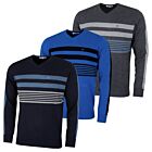 Calvin Klein Mens V Neck Performance Soft Chest Stripe Sweater