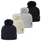 Footjoy Mens Cuffed HydroDryZ Fleece-Lined Stretch Knit Golf Bobble Hat