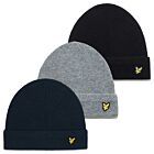 Lyle & Scott Mens Racked Rib Lambswool Blend Cotton Lined Beanie Hat