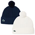 Lacoste Mens Pom Pom Stretch Wool Pearl-Knit Breathable Golf Beanie Hat