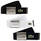 Lacoste Mens Engraved Buckle Reversible Woven Adjustable Belt