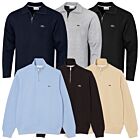 Lacoste Mens 2026 Zippered Ribbed Stand-Up Collar Cotton Interlock Sweater