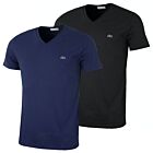 Lacoste Mens SS V-Neck T Shirt Short Sleeve Pima Cotton Tee
