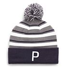 Puma Golf Mens WRMLBL Thermal 'P' Logo Contrasting Stripe Pom Beanie Hat