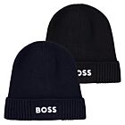 Hugo Boss Mens Asic Beanie-X Ribbed Cotton Blend Chunky Golf Hat