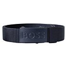 Hugo Boss Mens 2026 Bosper Tape Metallic Plaque Buckle 3.5cm Wide Golf Belt