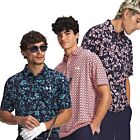 Under Armour Mens UA Matchplay Printed Way Stretch Wicking Golf Polo Shirt