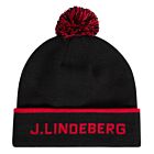 J.Lindeberg Mens Stripe Knitted Pom Contrast Soft Beanie Hat