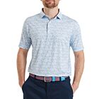 Footjoy Mens Hidden Palm Print Lisle Moisture Wicking Golf Polo Shirt