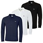 Lacoste Mens 2025 Classic Cotton Long Sleeve L1312 Ribbed Polo Shirt