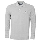 Lacoste Mens Marl Long Sleeve 2 Button Classic Fit Polo Shirt