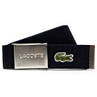 Lacoste Mens 2025 Engraved Buckle Woven Fabric Reversible Adjustable Belt