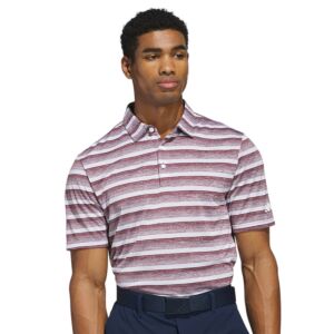 adidas Golf Mens 2025 Two Colour Stripe 3 Button Sustainable Polo Shirt