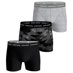 Bjorn Borg Mens Ess 3P Boxers - Black/Grey/Camo - M