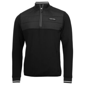 Calvin Klein Mens Baylor Creek Hybrid Half Zip Sweater - Black - L