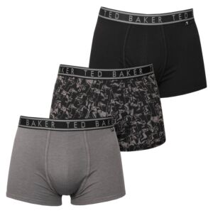 Ted Baker Mens 3-Pack Boxer Briefs - Black/Black Acolin/Grey - L