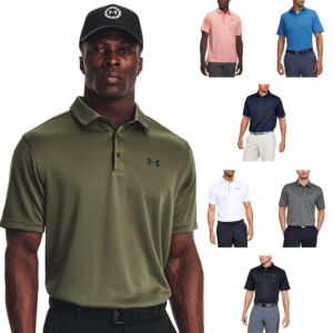Under Armour Mens Golf Tech Wicking Textured Soft Light Polo Shirt