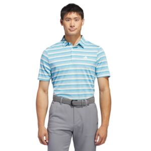 adidas Golf Mens Two Colour Striped Sustainable Polo Shirt