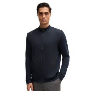 Hugo Boss Mens 2025 Skiles 43 Full Zip Knitted Texture Warm Sweater