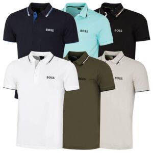 Hugo Boss Mens Paddy Pro BOSS Contrast Stripe Active Golf Polo Shirt