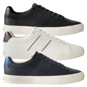 Hugo Boss Mens Aiden Tenn Faux Leather Plain Grained Lace Up Trainers