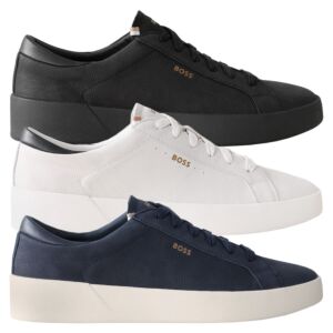 Hugo Boss Mens Belwar Tenn Tumble Leather Luxury Casual Trainers