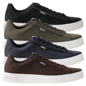 Hugo Boss Mens Rhys Tenn Faux Nubuck Leather Durable Cupsole Trainers