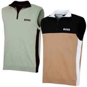 Hugo Boss Mens Golf Stretch Cotton Blend Colour Blocking Golf Vest